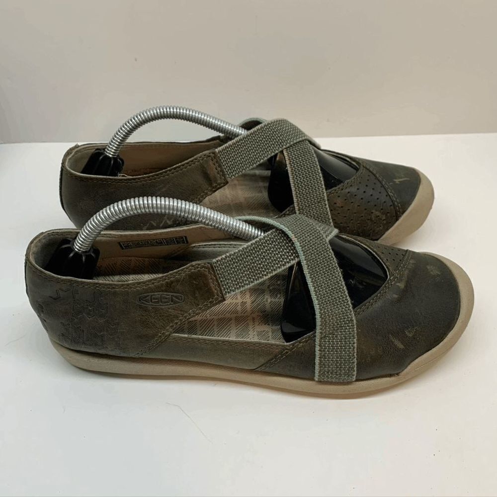 KEEN Lower East Side Mary Jane Flat Shoes Green Leather 1017143 Womens 7 US